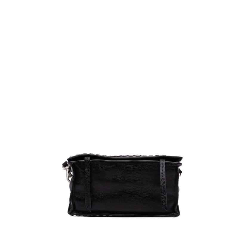 Prada Glace Calfskin Studded Etiquette Flap Black Leather Good condition - Inside View