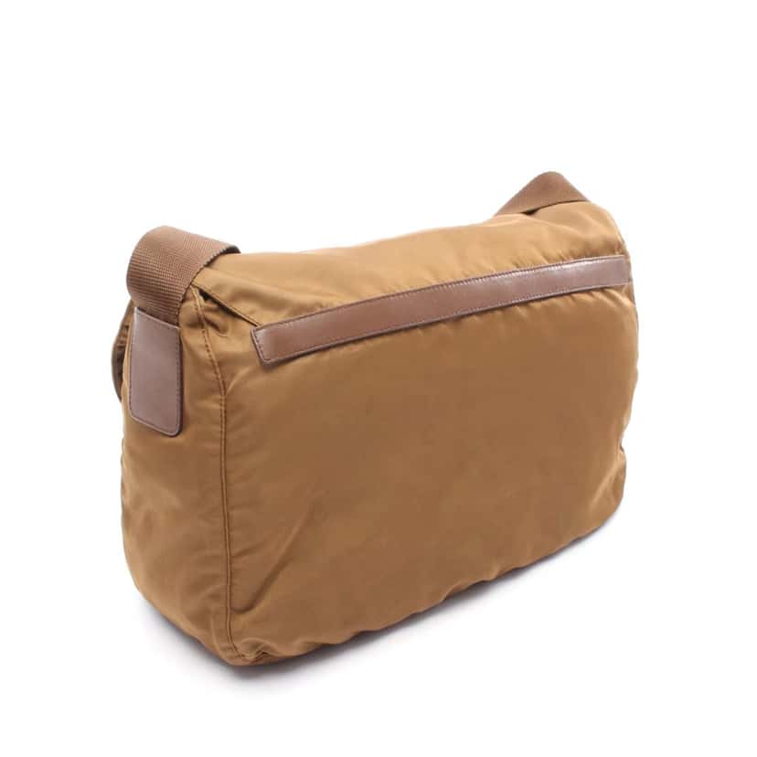 Prada Tessuto Zip Double Buckle Messenger Bag Brown Good condition - Back View