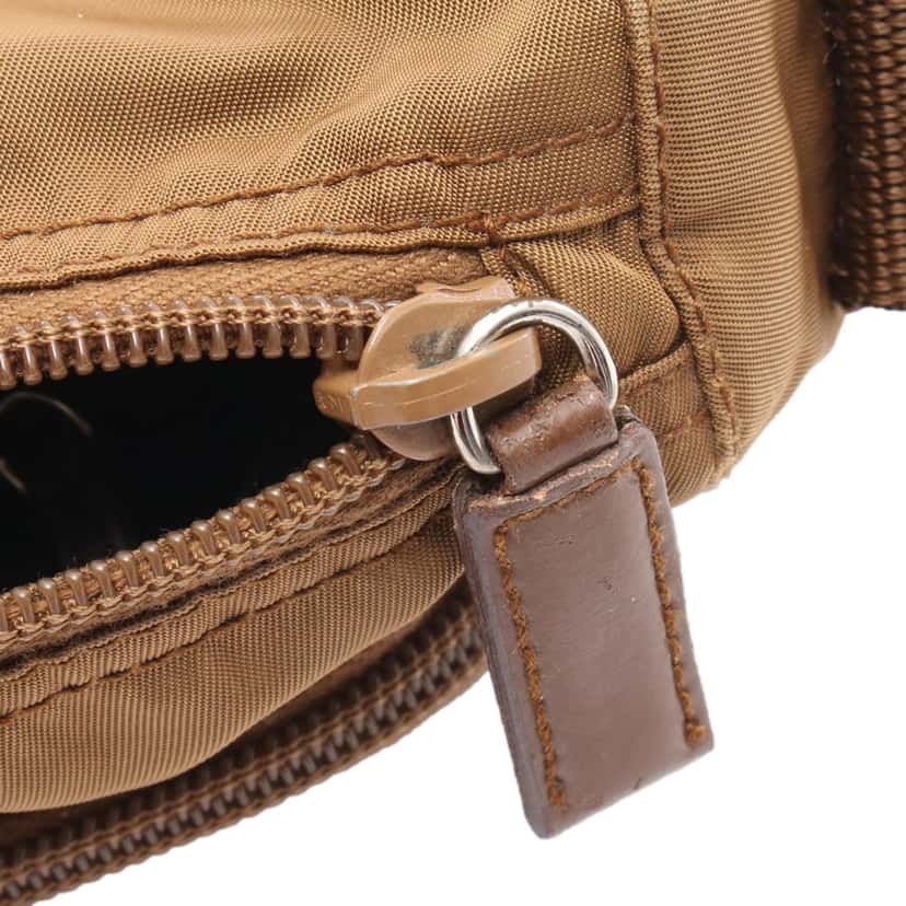 Prada Tessuto Zip Double Buckle Messenger Bag Brown Good condition - Box View