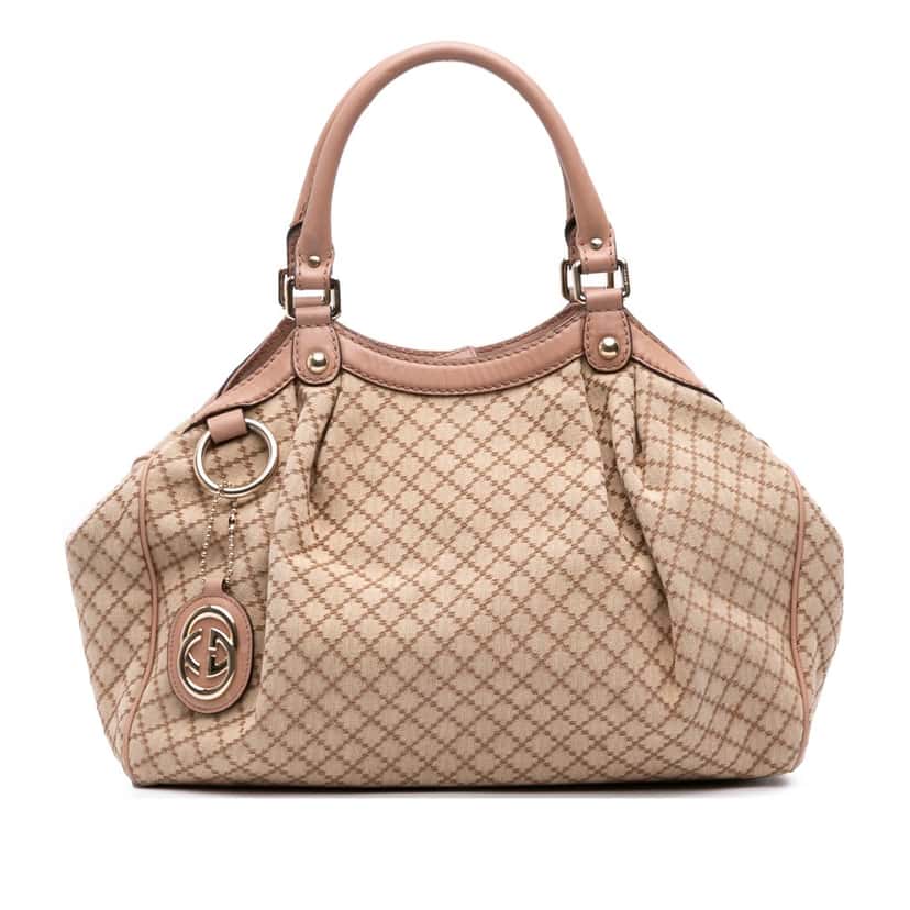 Gucci Medium Diamante Canvas Sukey Tote Brown Canvas Good condition - Front View