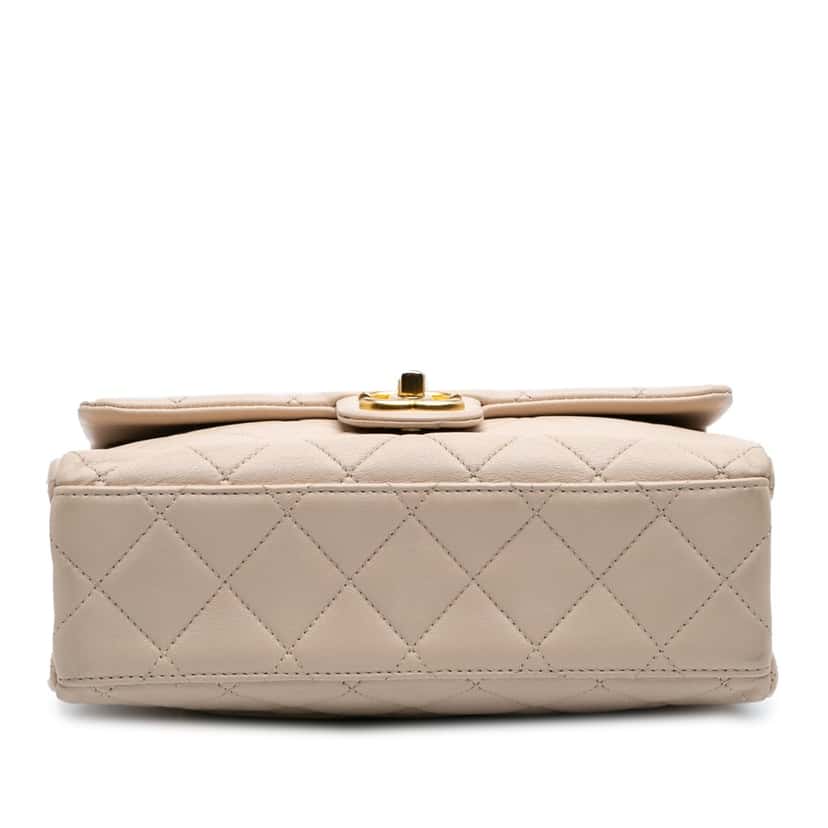 Chanel Quilted Lambskin Chaine Lettre Square Flap Brown Leather Good condition - Inside View