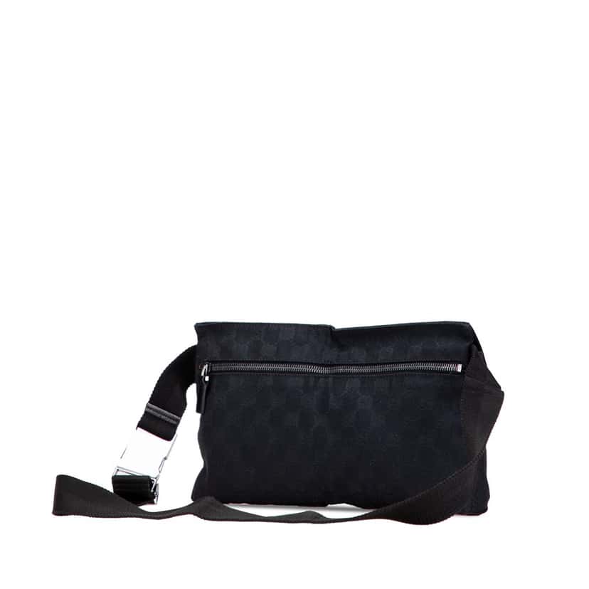 Gucci GG Canvas Double Pocket Belt Bag Black Canvas Good condition - Back View