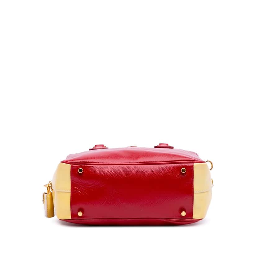 Prada Bicolor Saffiano Vernice Satchel Red Leather Good condition - Inside View