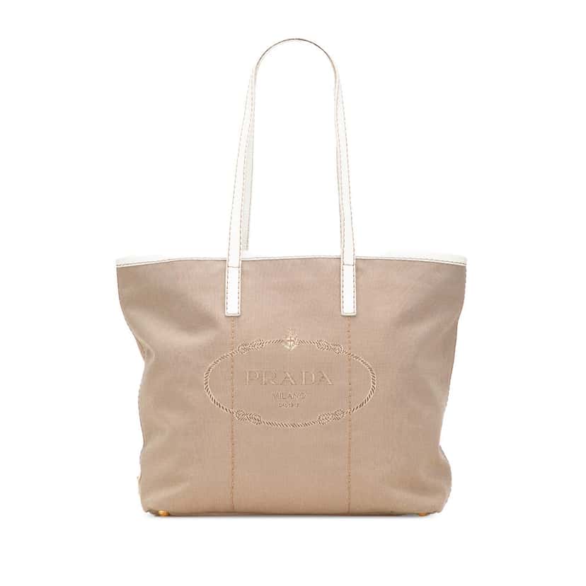 Prada Canvas Canapa Logo Tote Brown Canvas Good condition - Front View