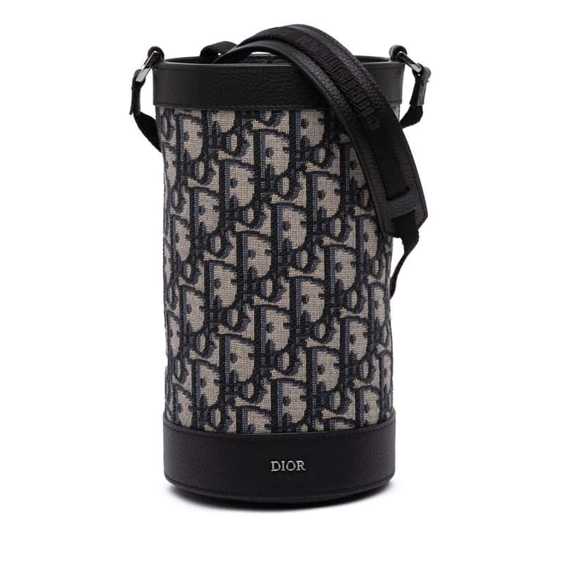 Dior Oblique Canvas Thermo Bottle Holder Blue Canvas Good condition - Front View