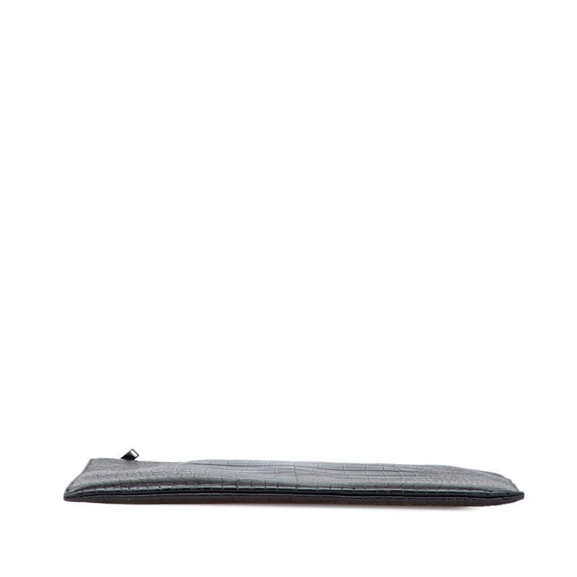 Saint Laurent Croc Embossed Leather Document Holder Black Leather Good condition - Inside View