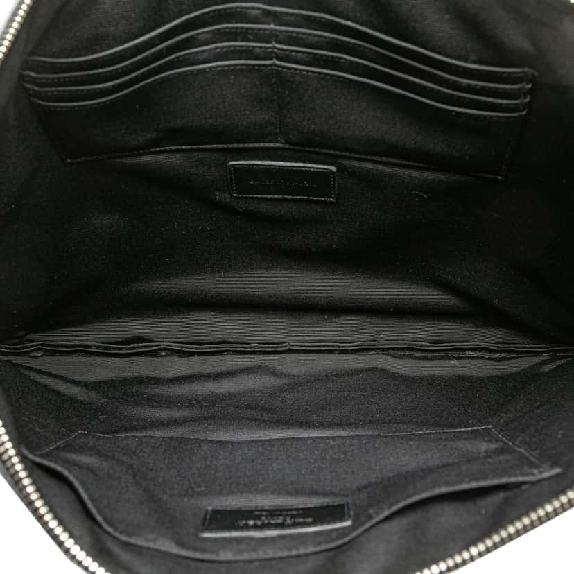 Saint Laurent Croc Embossed Leather Document Holder Black Leather Good condition - Model View