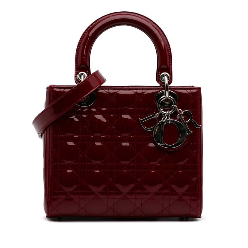 Dior Medium Patent Cannage Lady Dior Red Leather Good condition - Front View