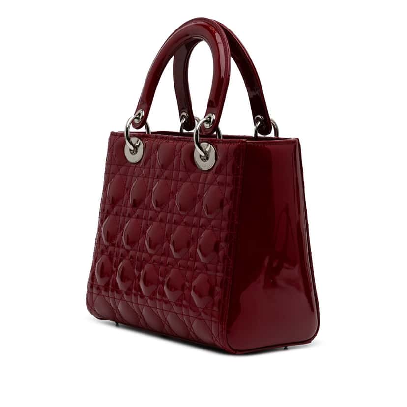 Dior Medium Patent Cannage Lady Dior Red Leather Good condition - Back View