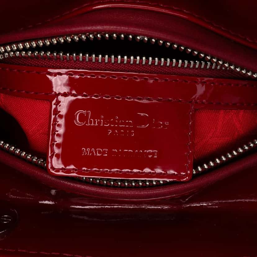 Dior Medium Patent Cannage Lady Dior Red Leather Good condition - Box View