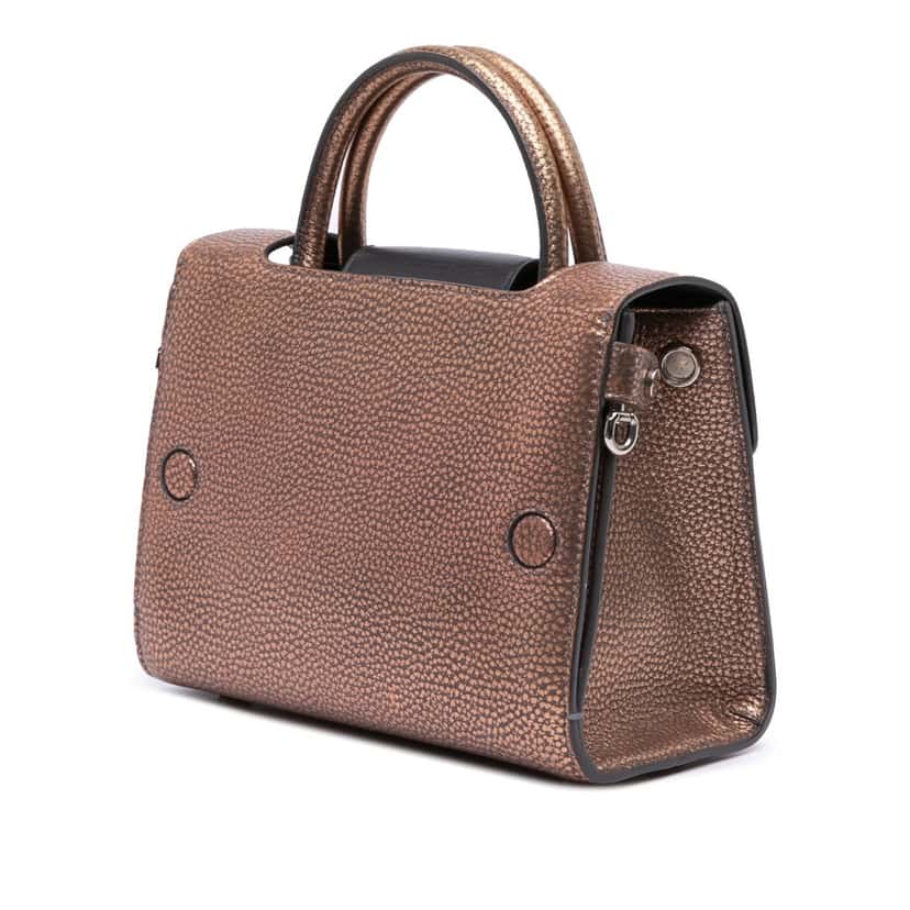 Dior Mini Metallic Grained Calfskin Diorever Satchel Brown Leather Good condition - Back View