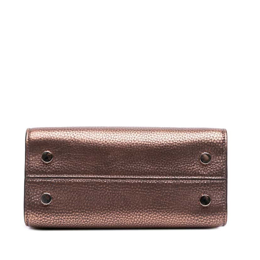 Dior Mini Metallic Grained Calfskin Diorever Satchel Brown Leather Good condition - Inside View