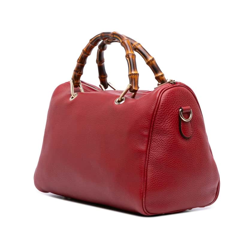 Gucci Calfskin Bamboo Shopper Boston Red Leather Good condition - Back View