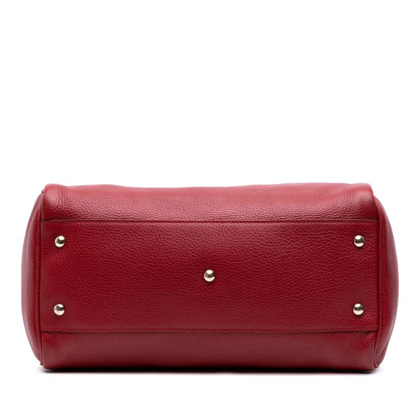 Gucci Calfskin Bamboo Shopper Boston Red Leather Good condition - Inside View