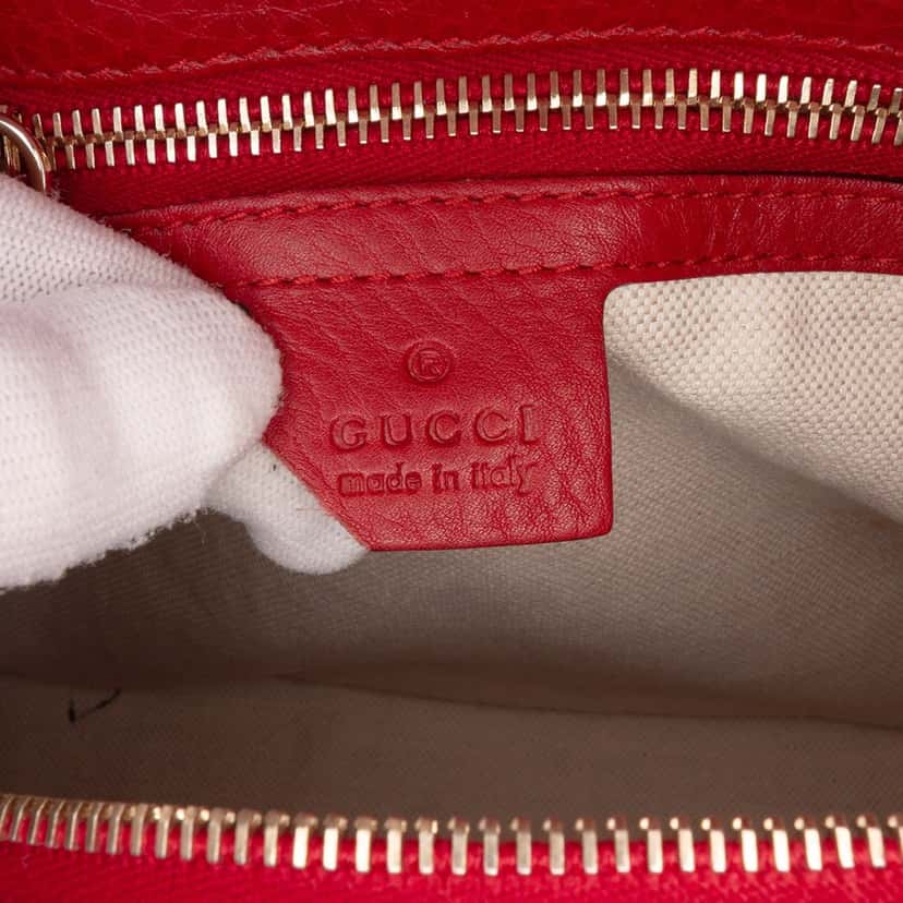 Gucci Calfskin Bamboo Shopper Boston Red Leather Good condition - Box View