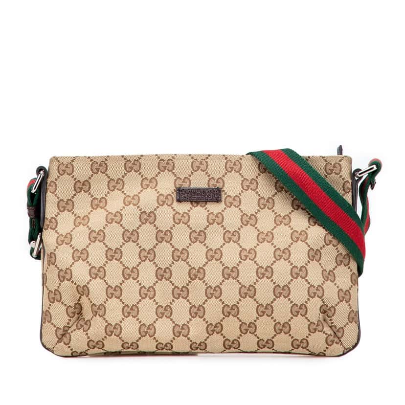 Gucci GG Canvas Web Crossbody Brown Canvas Good condition - Front View