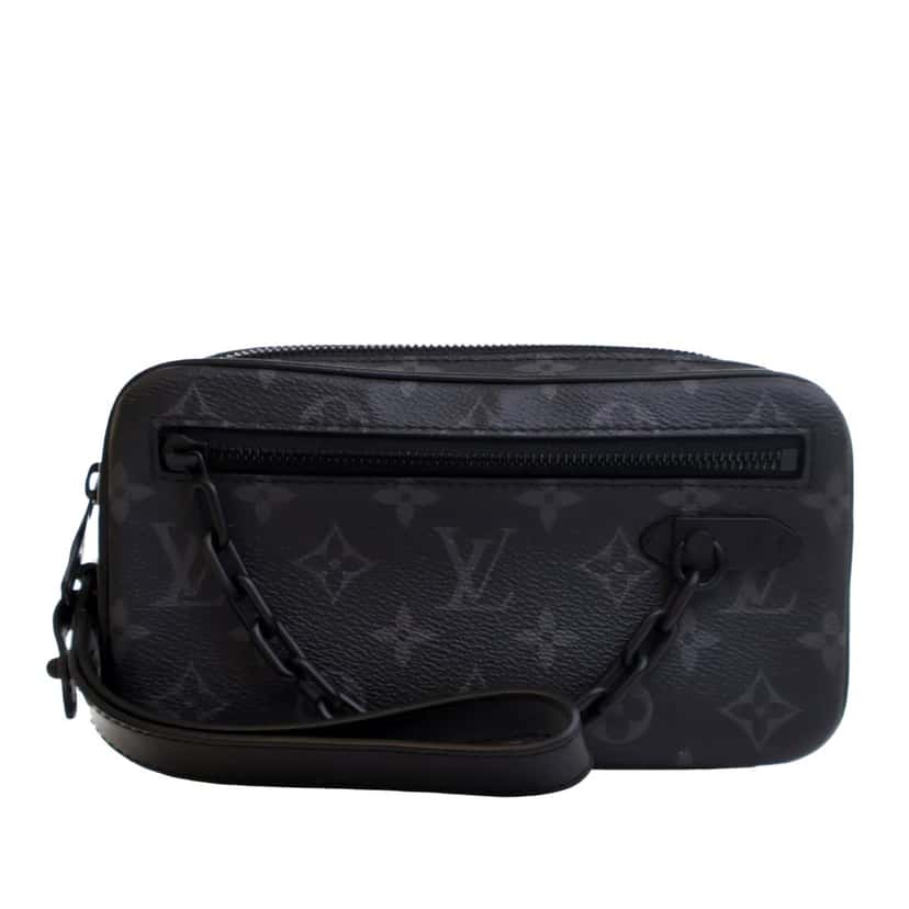 Louis Vuitton Monogram Eclipse Pochette Volga Black Canvas Good condition - Front View