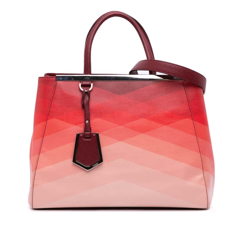 Fendi Medium Leather Geometric Degrade 2Jours Satchel Red Leather Good condition - Front View