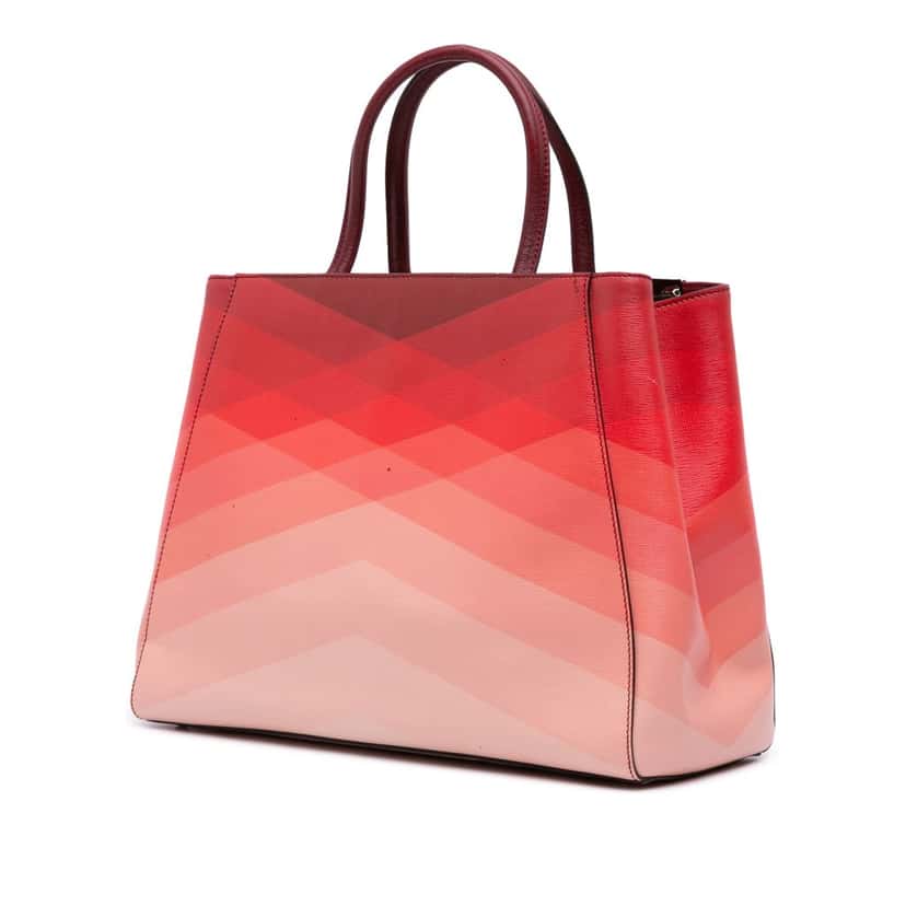 Fendi Medium Leather Geometric Degrade 2Jours Satchel Red Leather Good condition - Back View