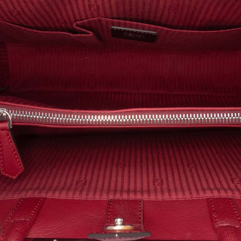Fendi Medium Leather Geometric Degrade 2Jours Satchel Red Leather Good condition - Model View