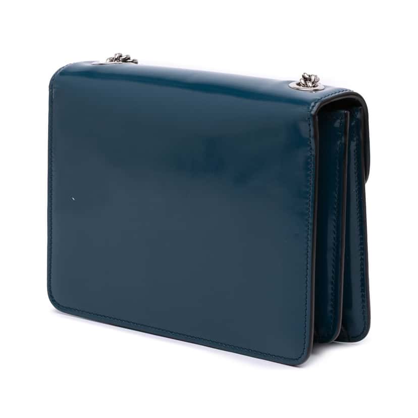 Gucci Small Polished Calfskin Interlocking G Dollar Crossbody Blue Leather Good condition - Back View