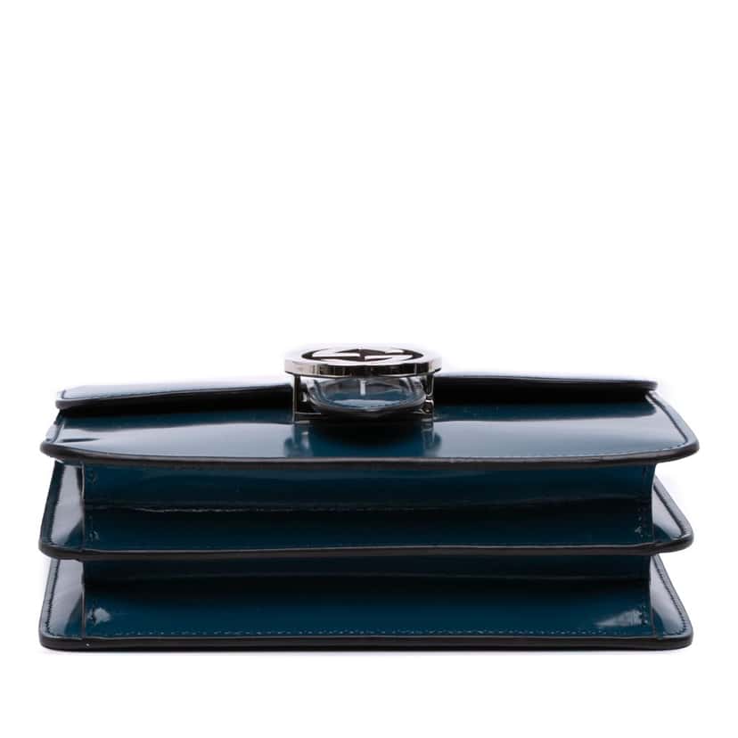 Gucci Small Polished Calfskin Interlocking G Dollar Crossbody Blue Leather Good condition - Inside View