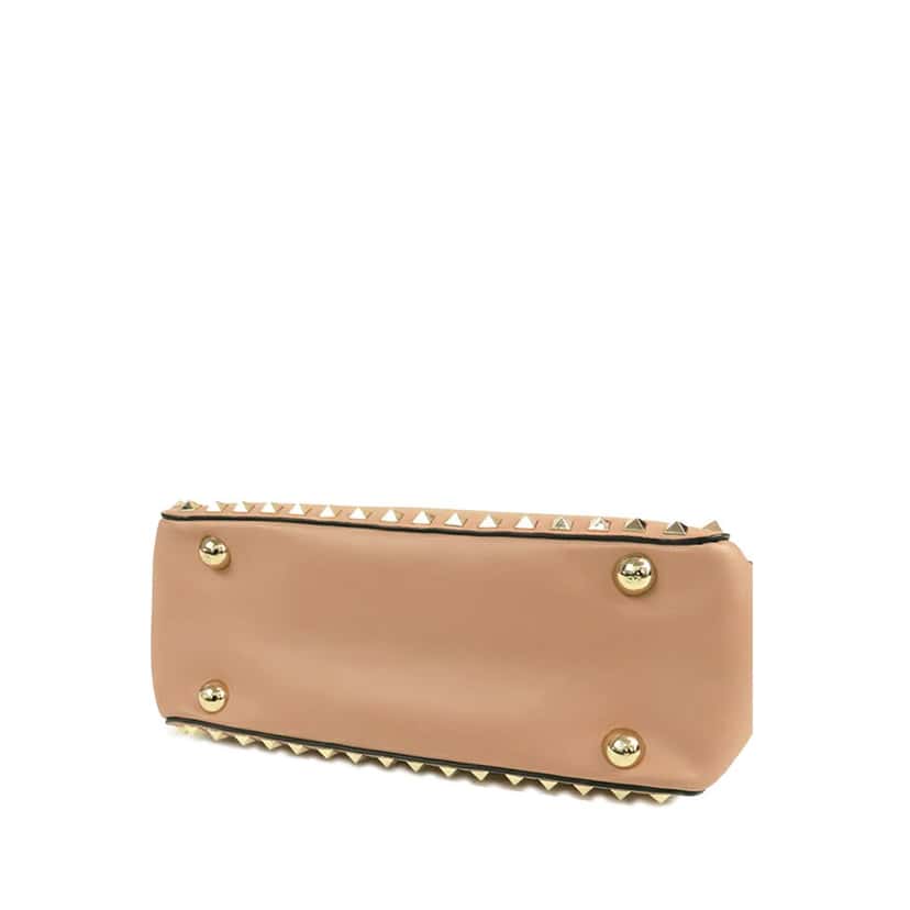 Valentino Small Leather Rockstud Trapeze Satchel Brown Leather Good condition - Inside View