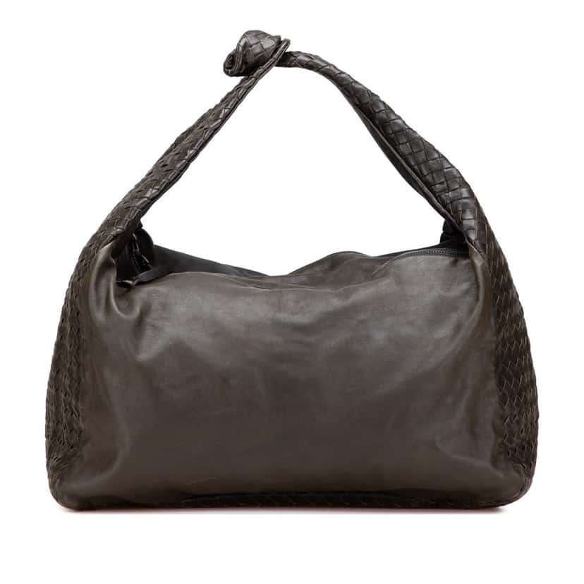 Bottega Veneta Nappa Intrecciato Knot Hobo Brown Leather Good condition - Front View