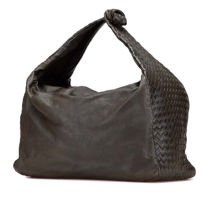 Bottega Veneta Nappa Intrecciato Knot Hobo Brown Leather Good condition - Back View