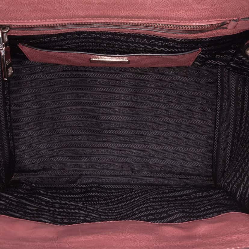 Prada Glace Calf Sound Lock Satchel Pink Leather Good condition - Model View