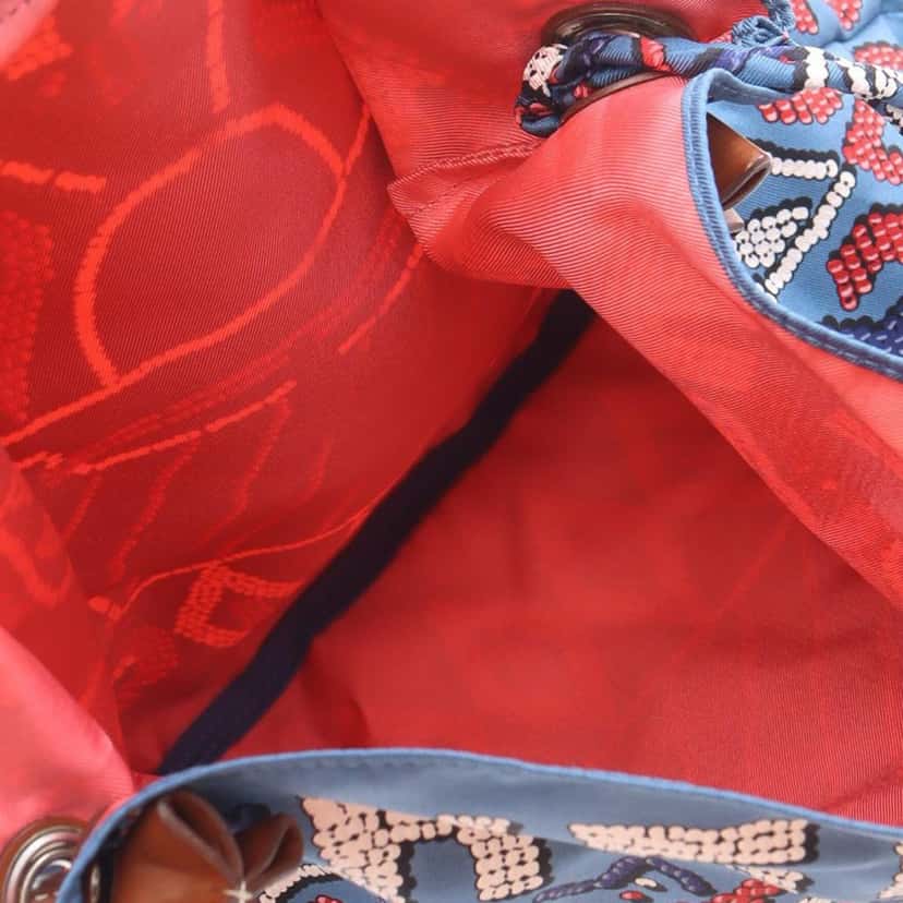 Hermès Silk and Barenia Kelly En Perles Silky City PM Blue Silk Good condition - Inside View