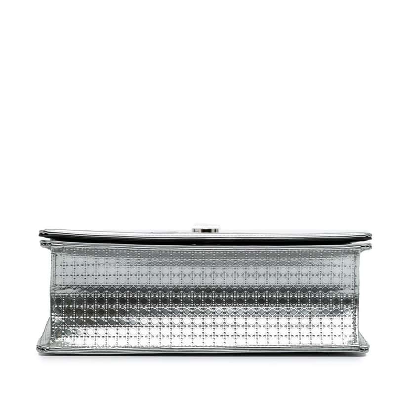 Dior Medium Metallic Patent Microcannage Diorama Flap Silver Leather Good condition - Inside View