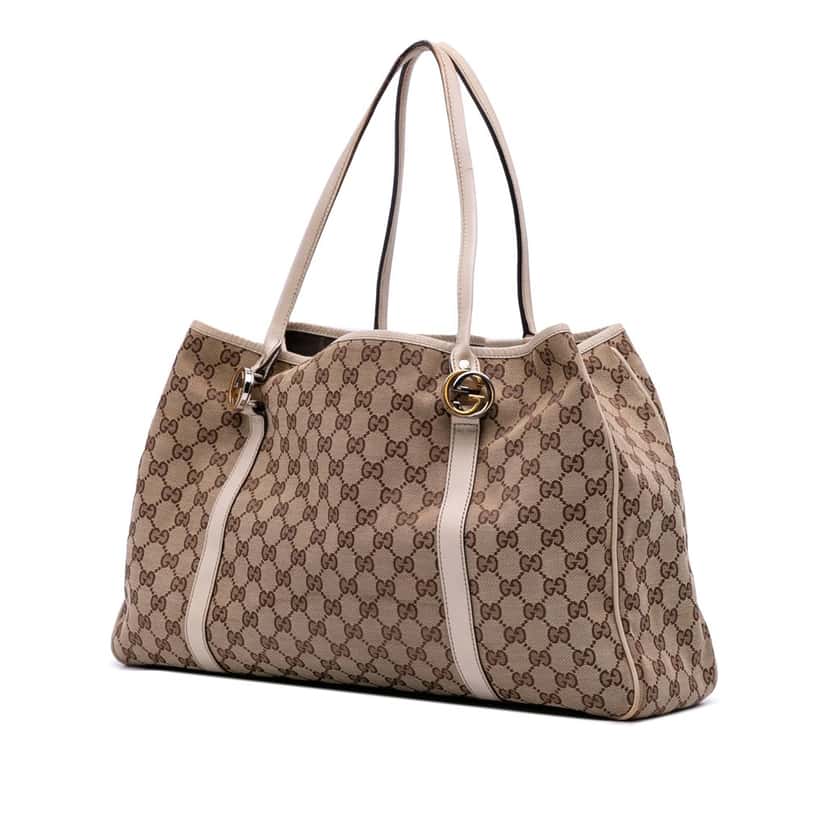 Gucci Large GG Canvas Twins Tote Brown Canvas Good condition - Back View