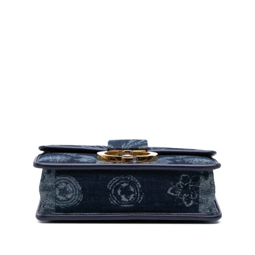 Dior Printed Denim Flowers 30 Montaigne Flap Blue Denim Good condition - Inside View