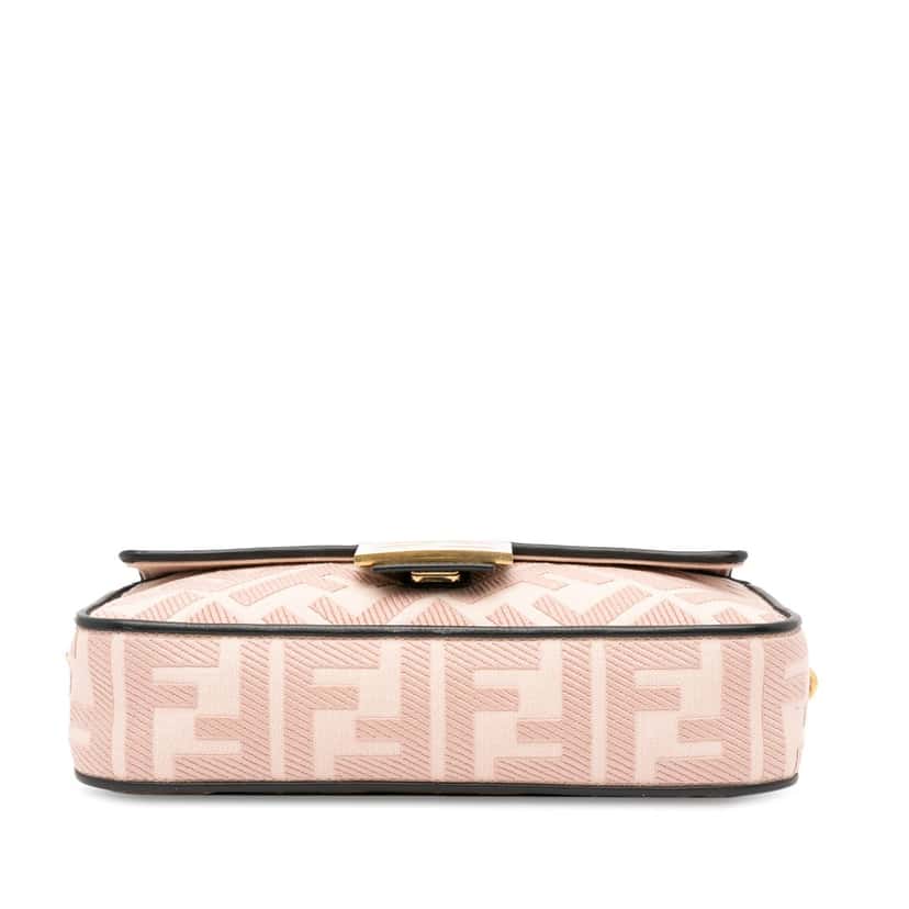 Fendi Zucca Embroidered Baguette Satchel Pink Canvas Good condition - Model View