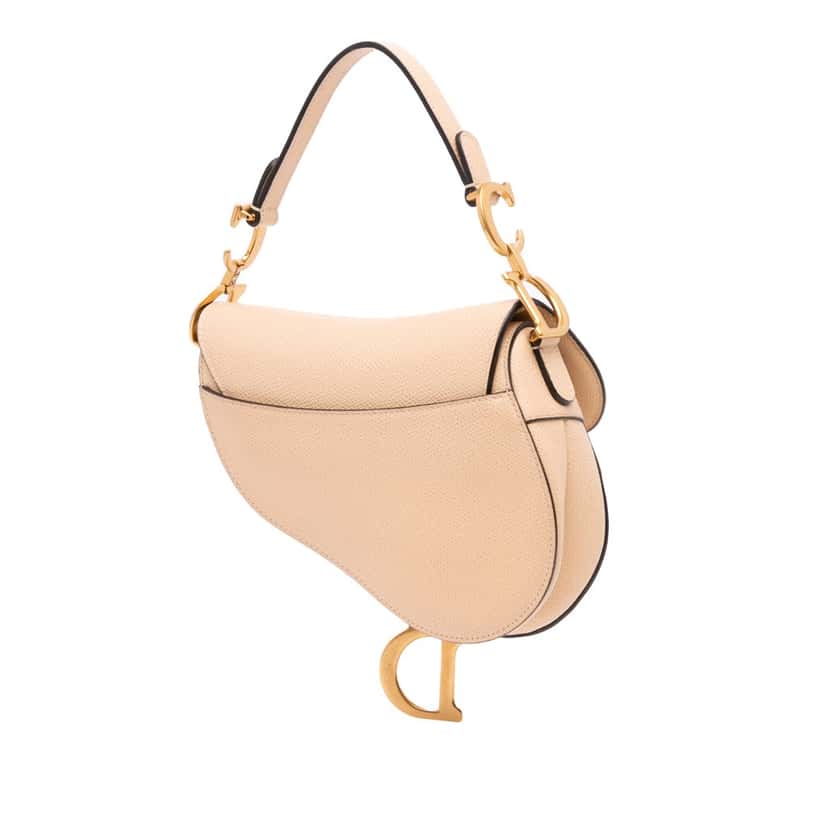 Dior Mini Grained Calfskin Saddle Bag Brown Leather Good condition - Back View