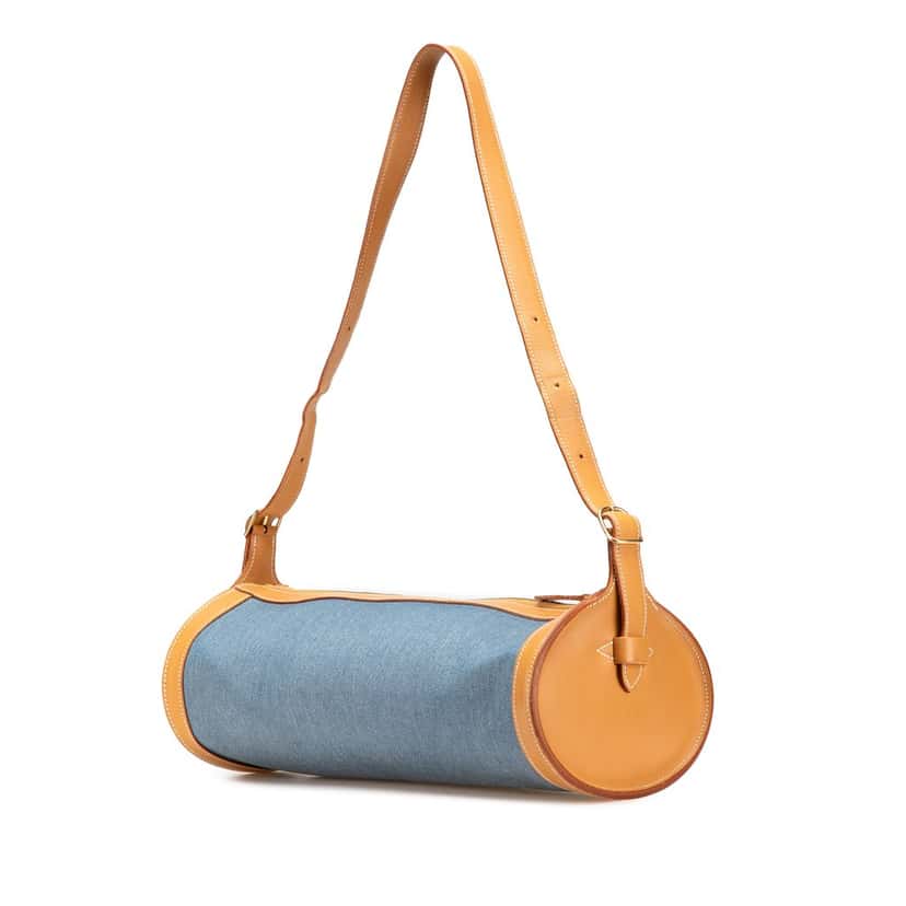 Hermès Denim and Calfskin Sac Doremi 33 Blue Denim Good condition - Back View
