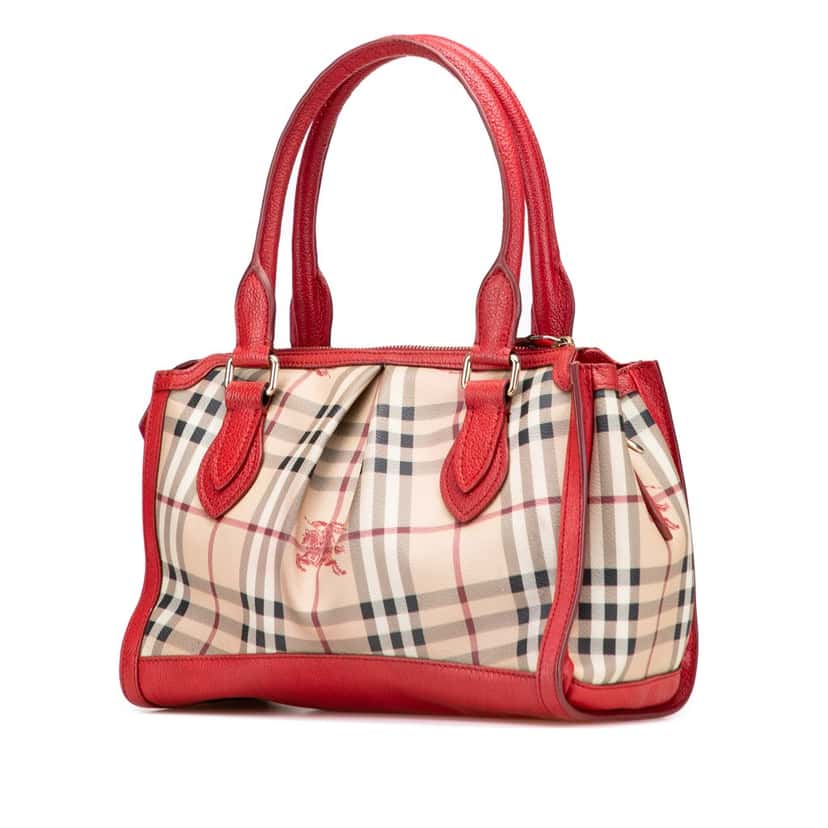 Burberry Haymarket Check Coated Canvas Satchel Brown Canvas Good condition - Back View