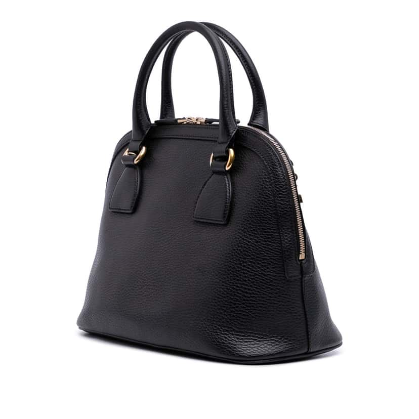 Gucci Small Dollar Calfskin GG Charm Dome Satchel Black Leather Good condition - Back View