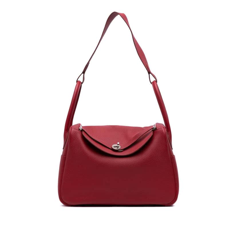 Hermès Clemence Lindy 34 Red Leather Good condition - Front View