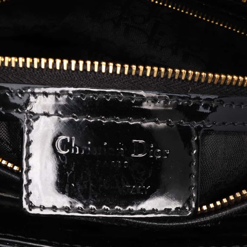 Dior Large Patent Cannage Lady Dior Black Leather Good condition - Box View
