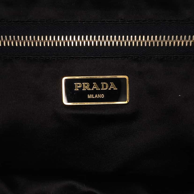 Prada Sequined Satin Stripes Tote Blue Satin Good condition - Box View