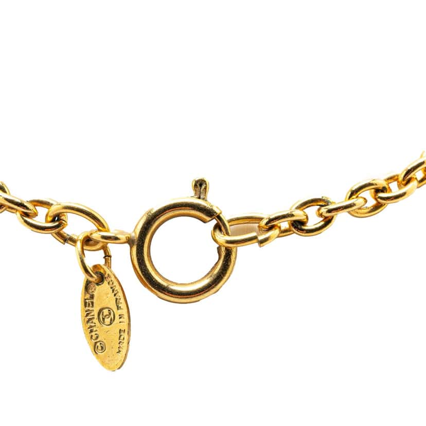 Chanel Gold Plated CC Round Pendant Necklace Gold Metal Good condition - Box View