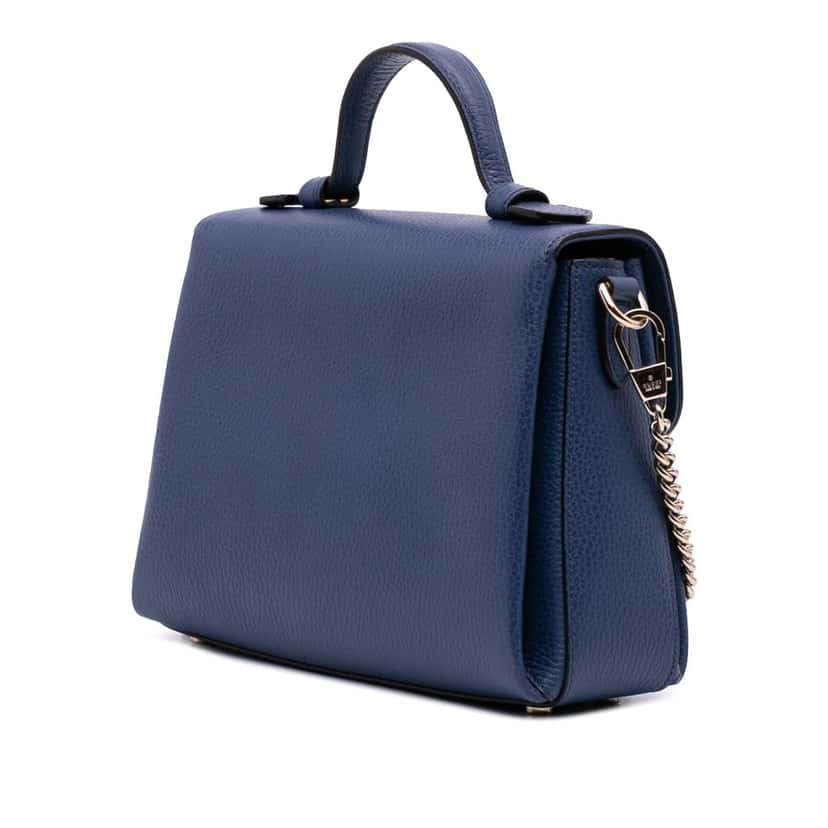Gucci Small Dollar Calf Interlocking G Satchel Blue Leather Good condition - Back View