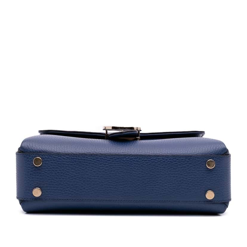 Gucci Small Dollar Calf Interlocking G Satchel Blue Leather Good condition - Inside View