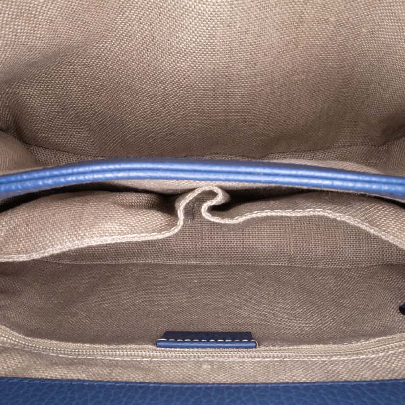 Gucci Small Dollar Calf Interlocking G Satchel Blue Leather Good condition - Model View