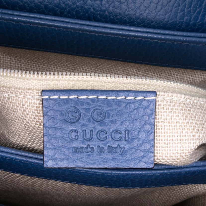 Gucci Small Dollar Calf Interlocking G Satchel Blue Leather Good condition - Box View