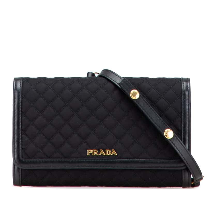 Prada Tessuto Impuntu Wallet on Strap Black Good condition - Front View