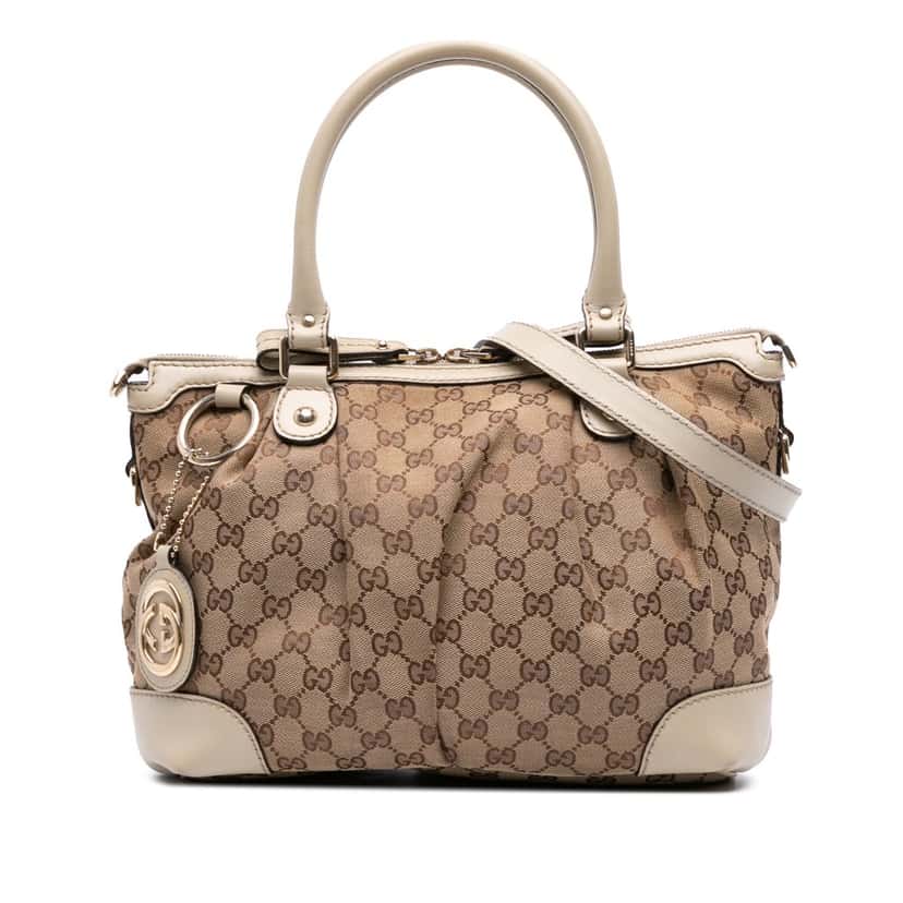 Gucci GG Canvas Sukey Satchel Brown Canvas Good condition - Front View