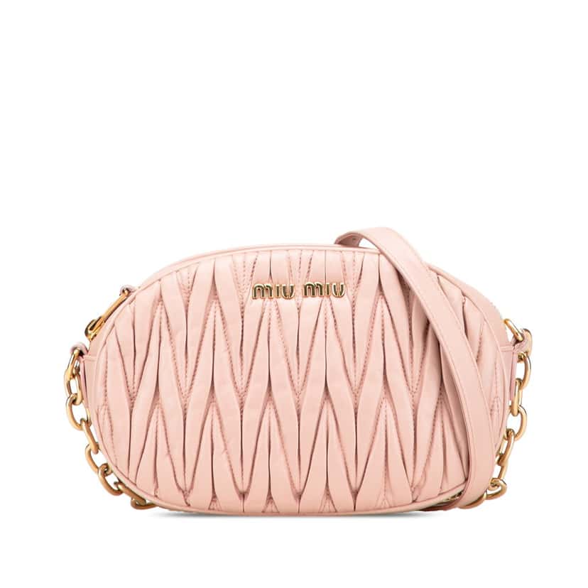 Miu Miu Matelasse Lambskin Crossbody Pink Leather Good condition - Front View